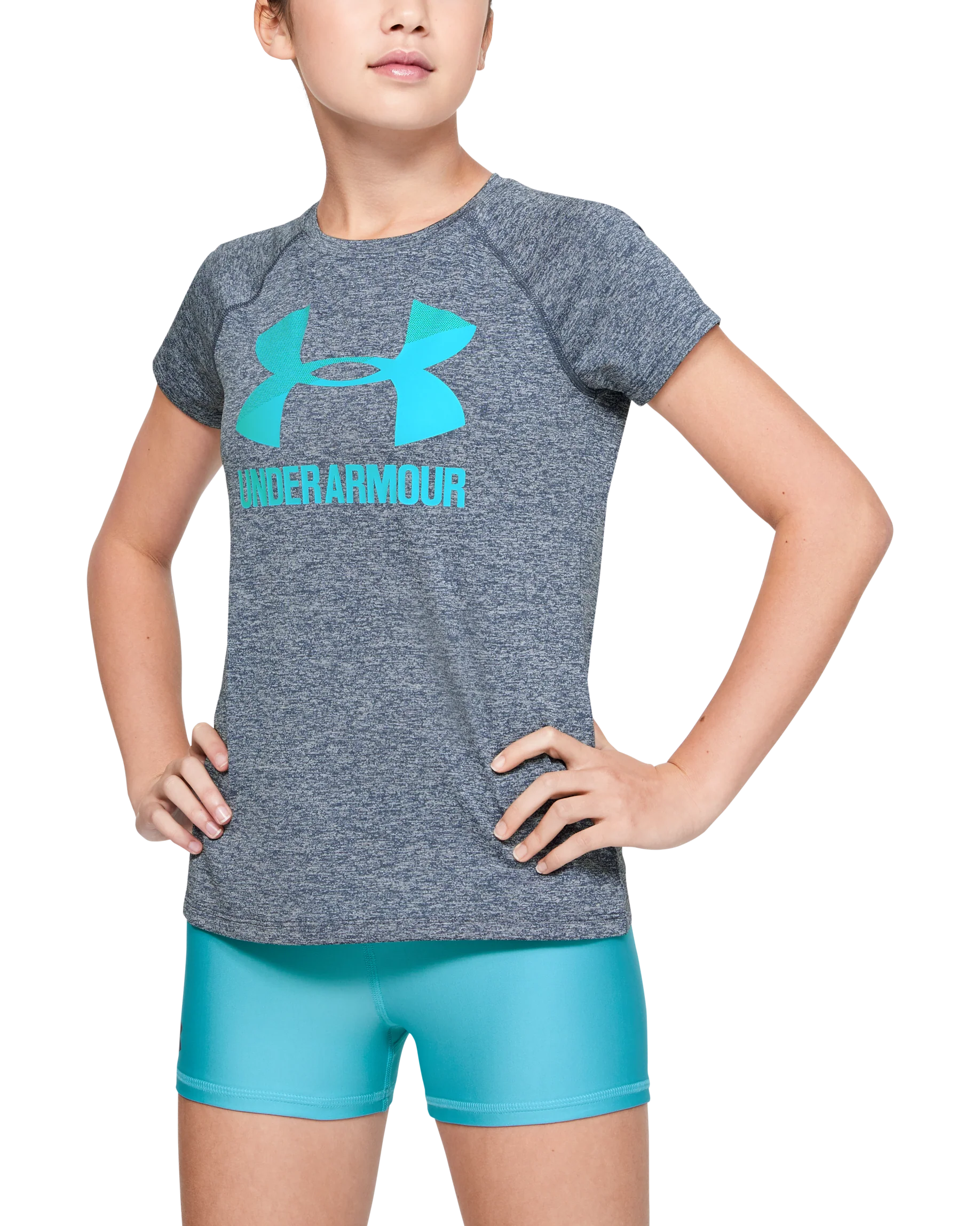 Girls' UA Big Logo Tee Twist Short Sleeve Shirt