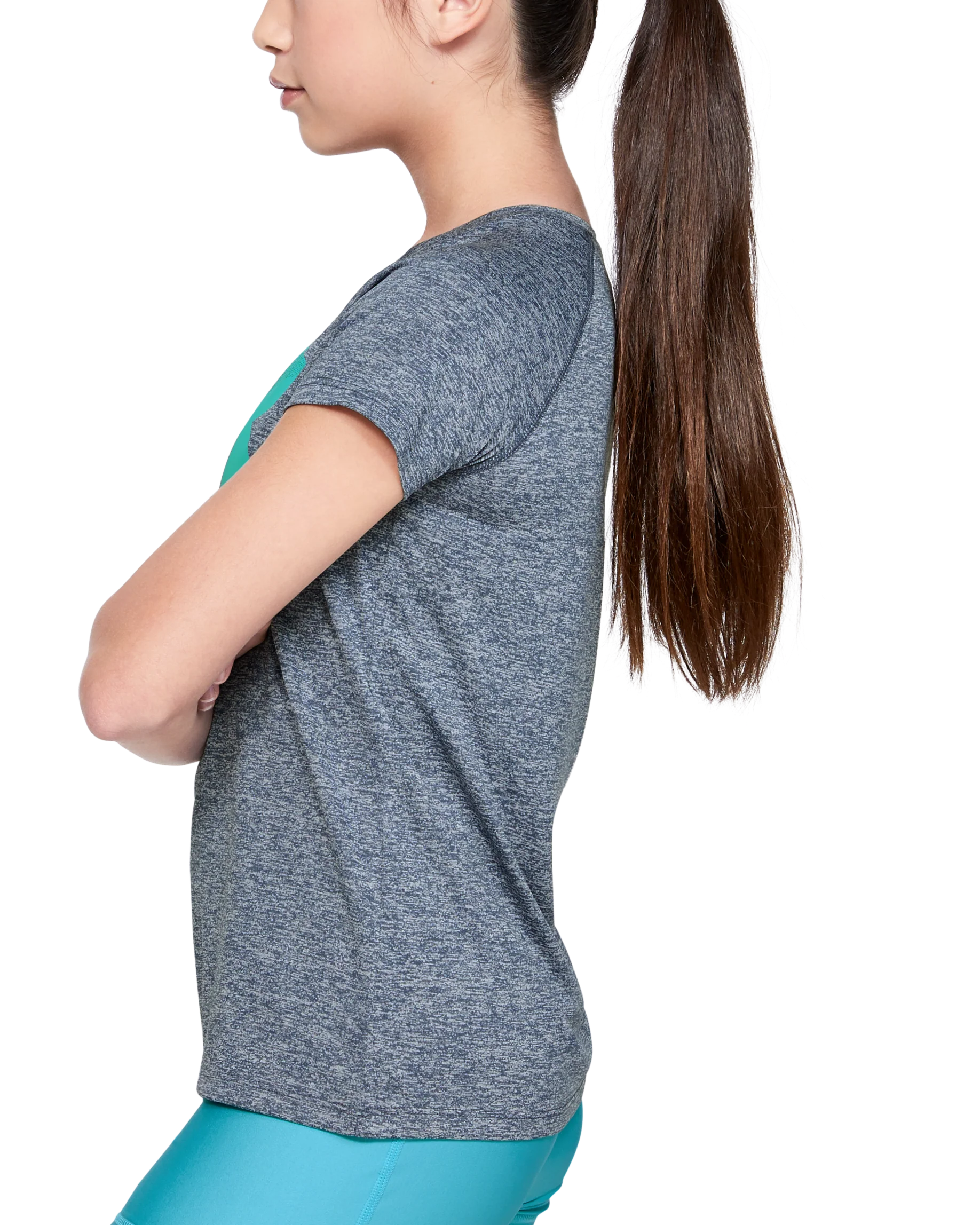 Girls' UA Big Logo Tee Twist Short Sleeve Shirt - Image 6