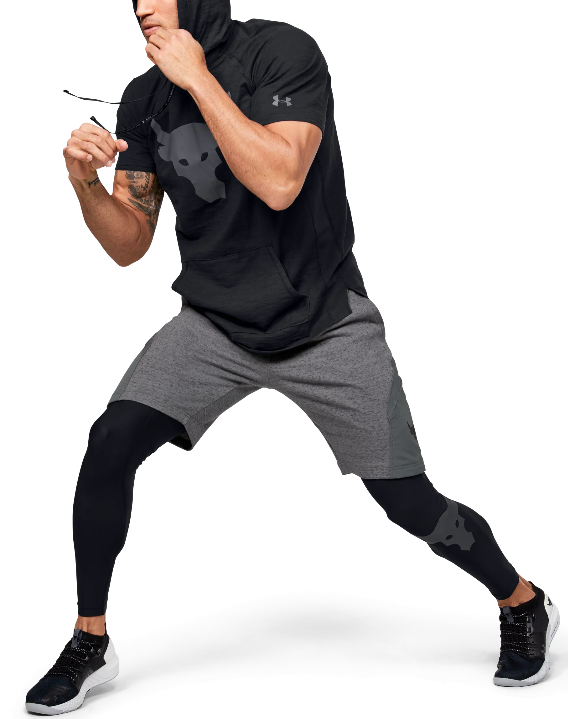 Men's UA Project Rock Charged Cotton® Short Sleeve Hoodie - Image 5