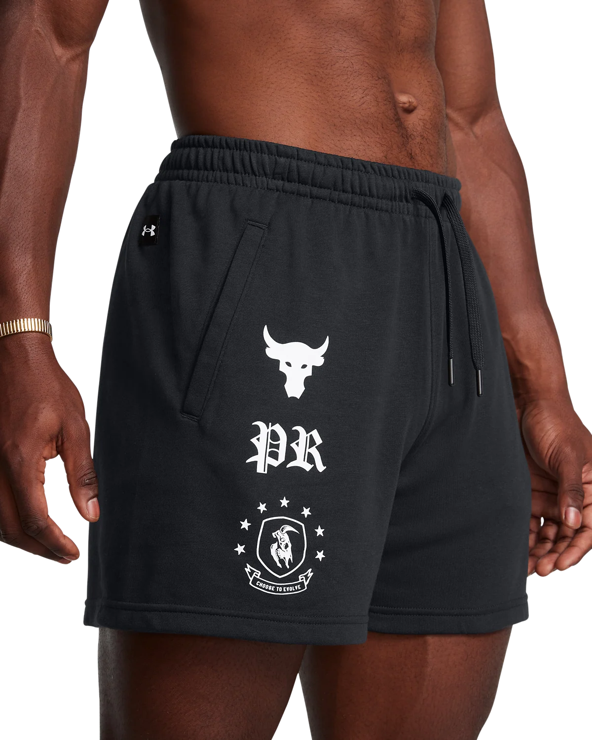 Men's Project Rock Terry Fleece Badge Of Honor Shorts - Image 4