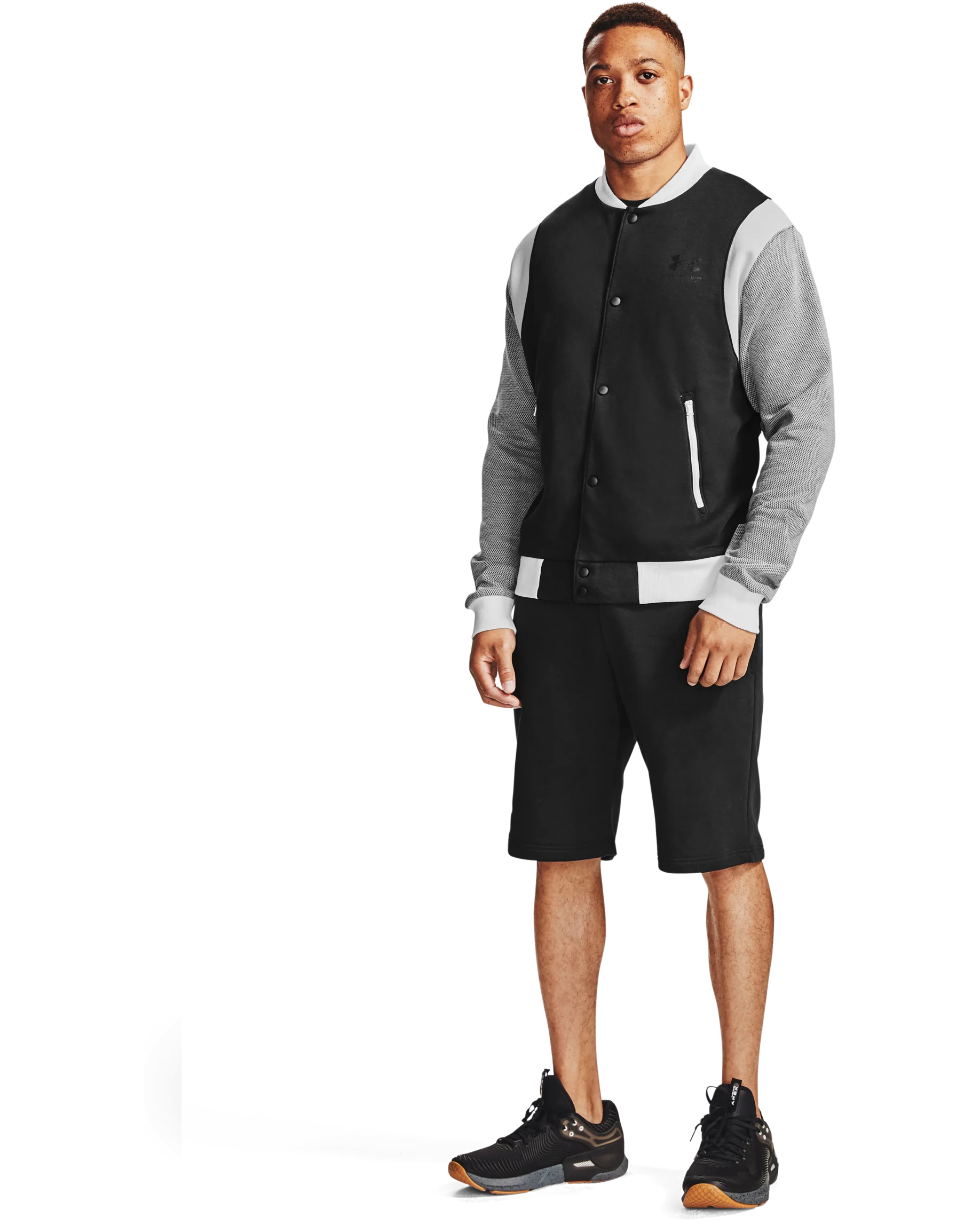Men's UA Rival Fleece AMP Varsity Bomber Jacket - Image 3
