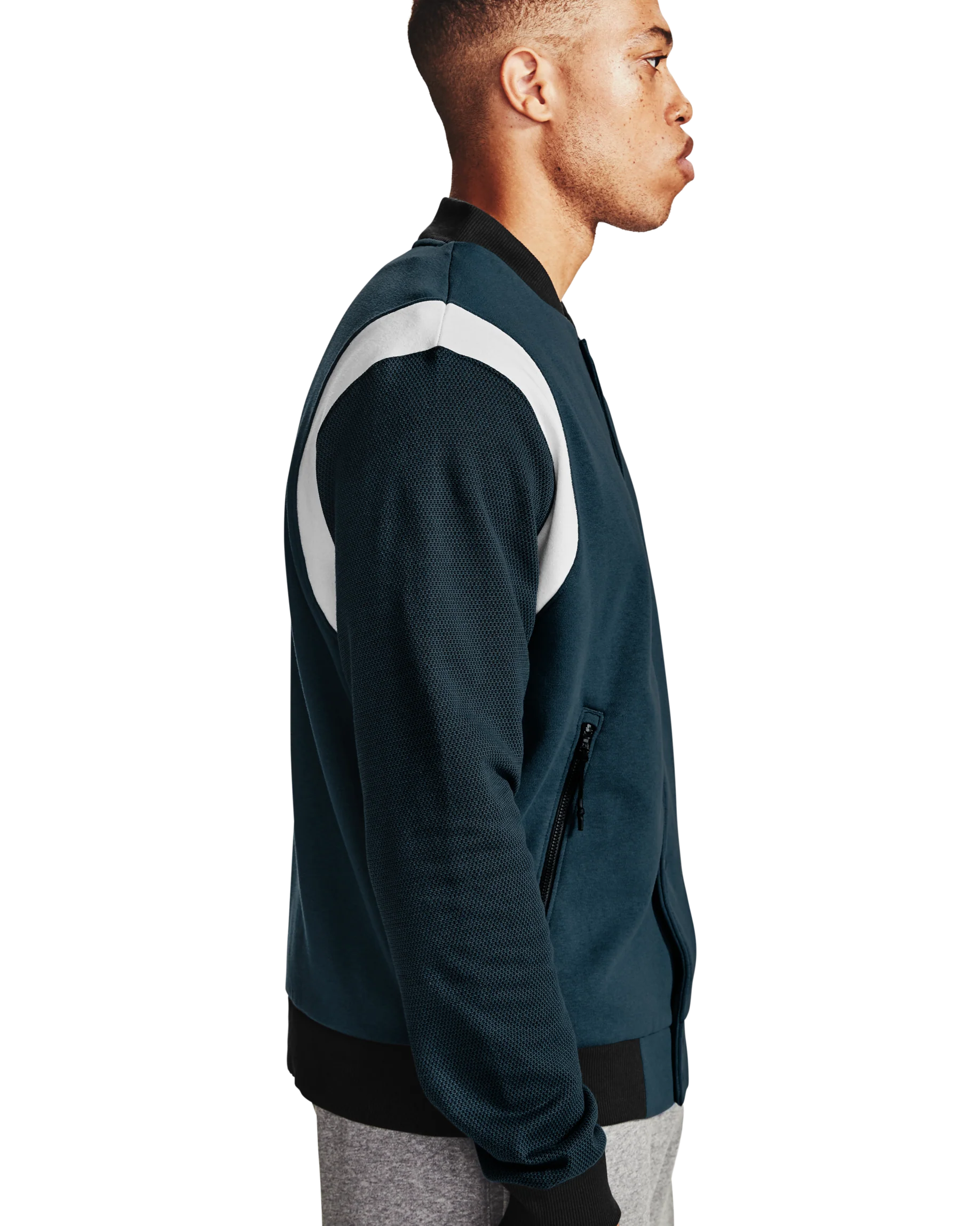 Men's UA Rival Fleece AMP Varsity Bomber Jacket - Image 6