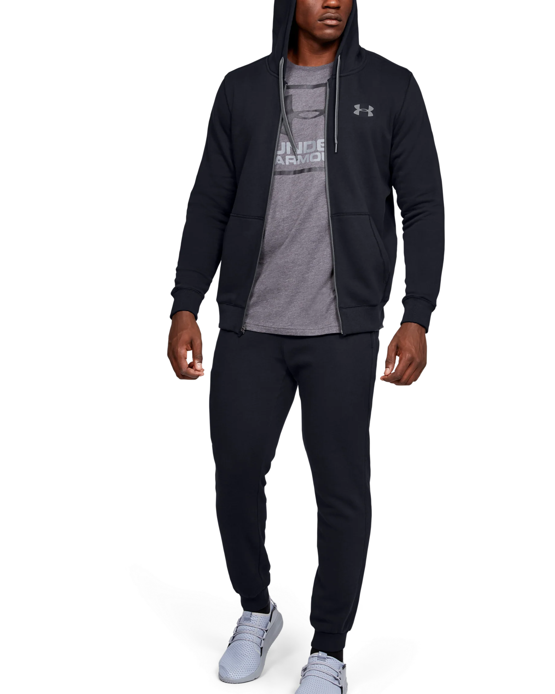 Men's UA Rival Fleece Fitted Full Zip Hoodie - Image 3