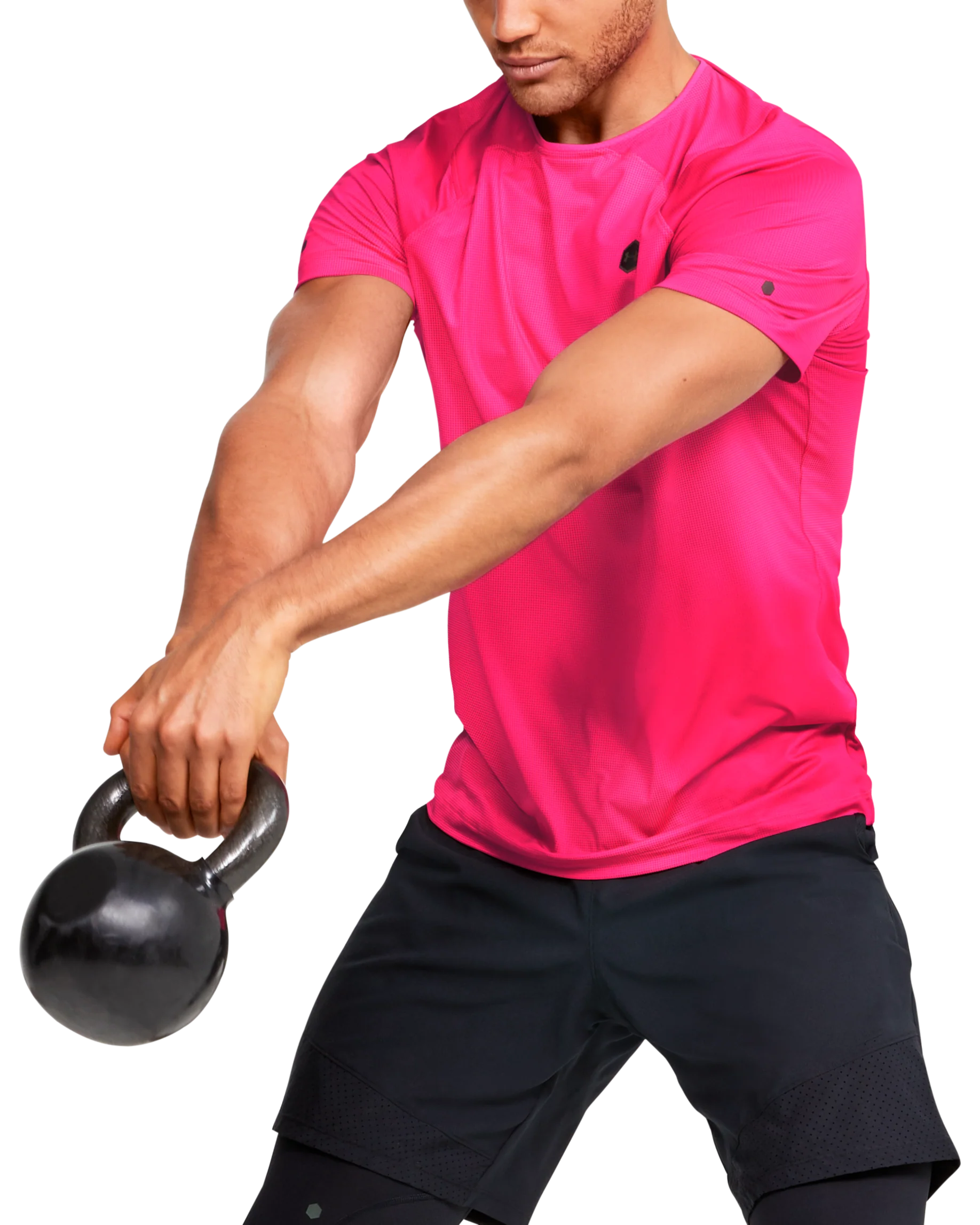 Men's UA RUSH™ HeatGear® Fitted Short Sleeve Printed