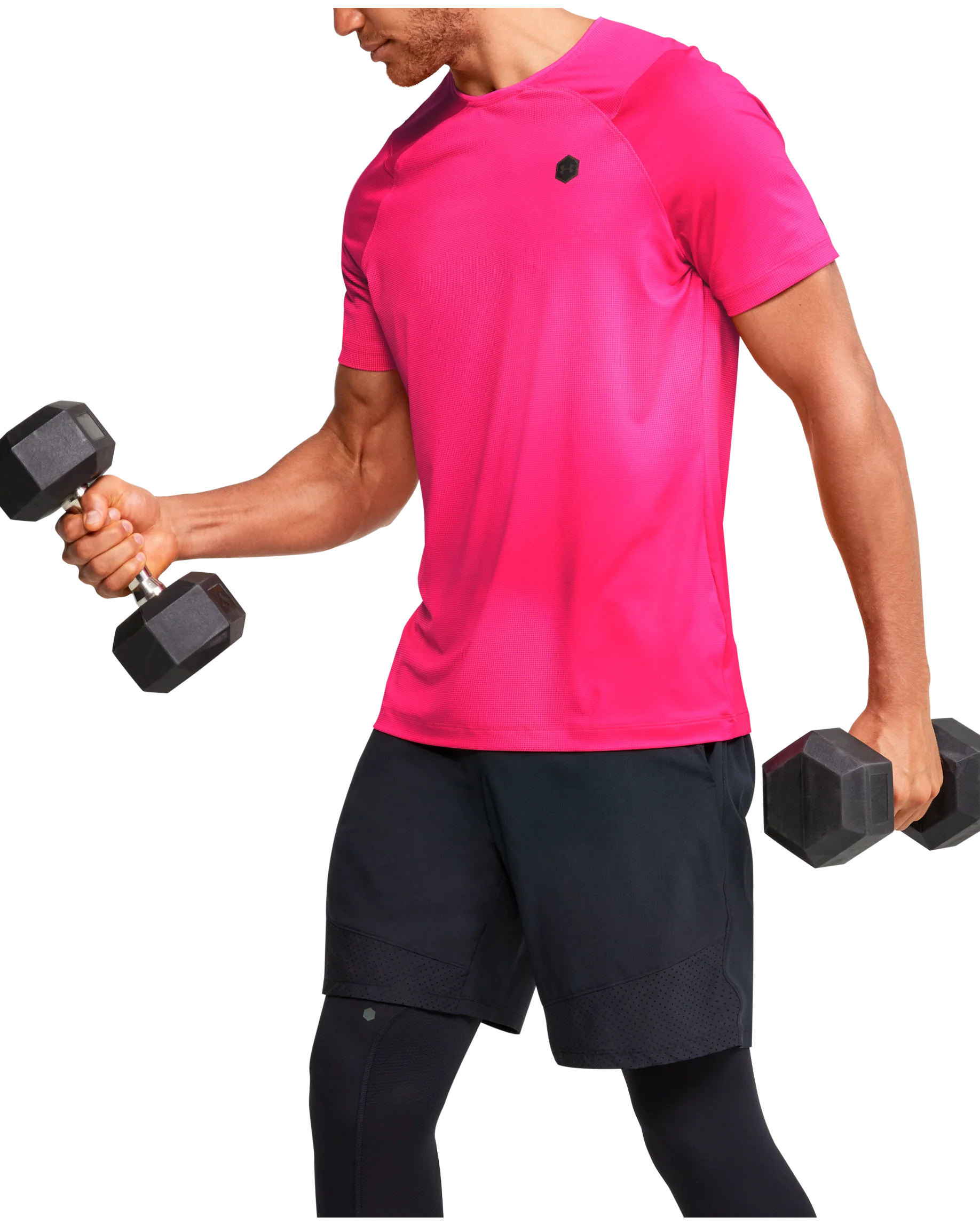 Men's UA RUSH™ HeatGear® Fitted Short Sleeve Printed - Image 3