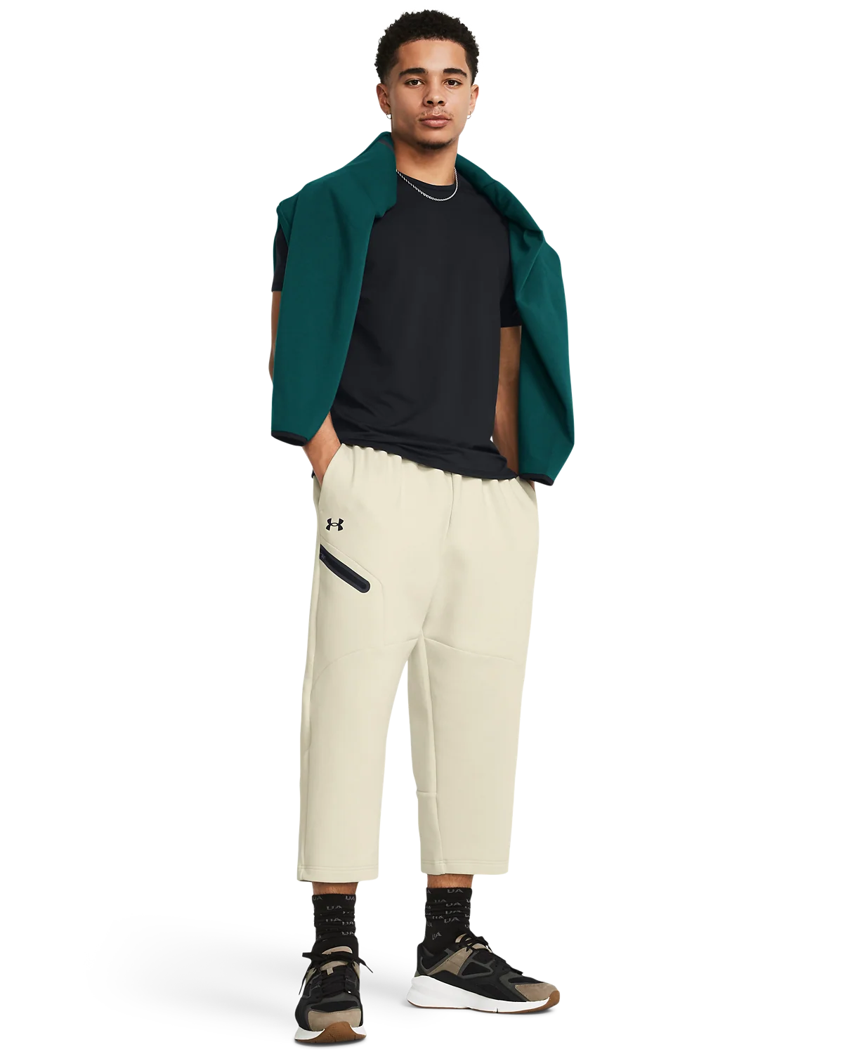 Men's UA Unstoppable Fleece Baggy Crop Pants - Image 3
