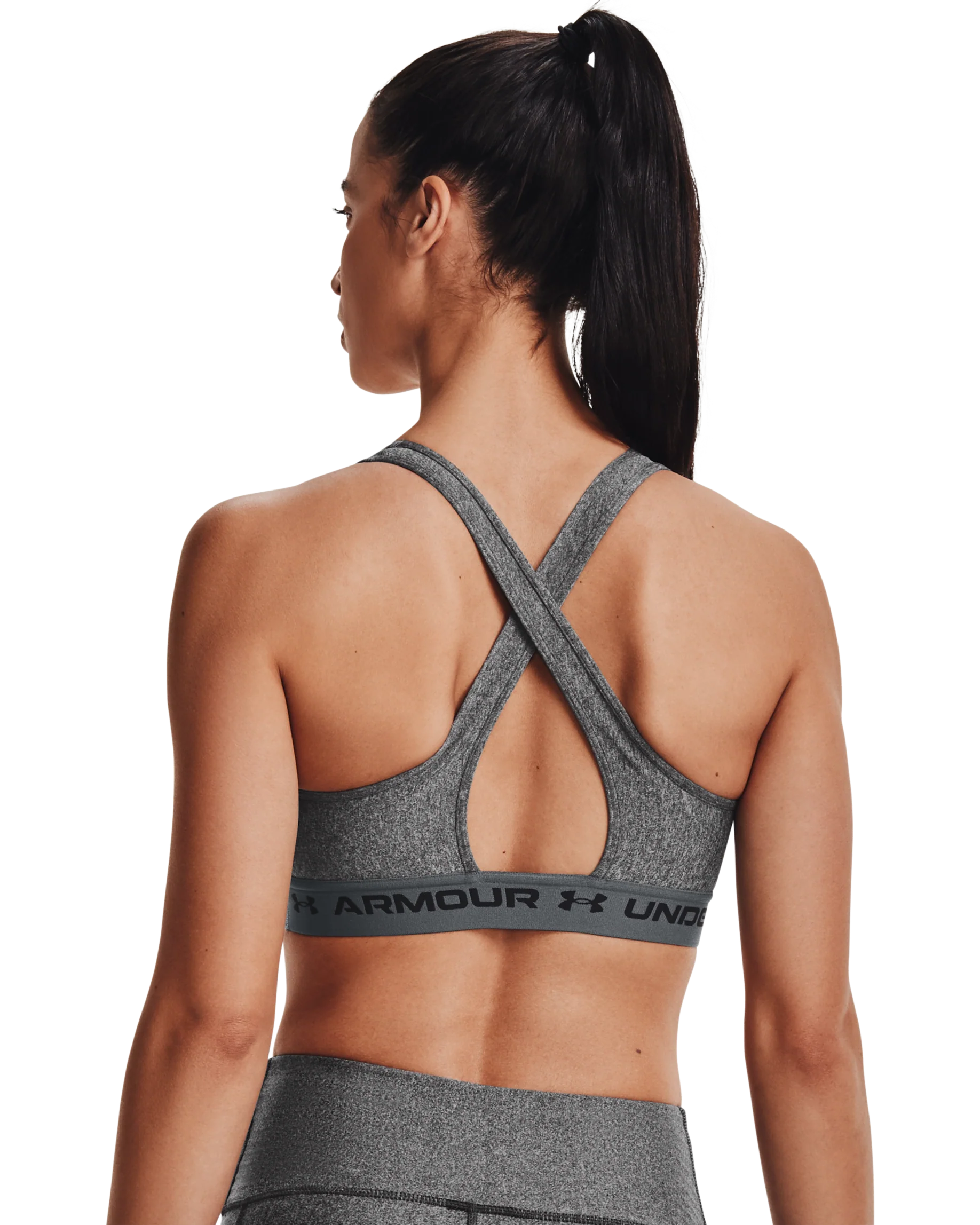 Women's Armour® Mid Crossback Heather Sports Bra - Image 2