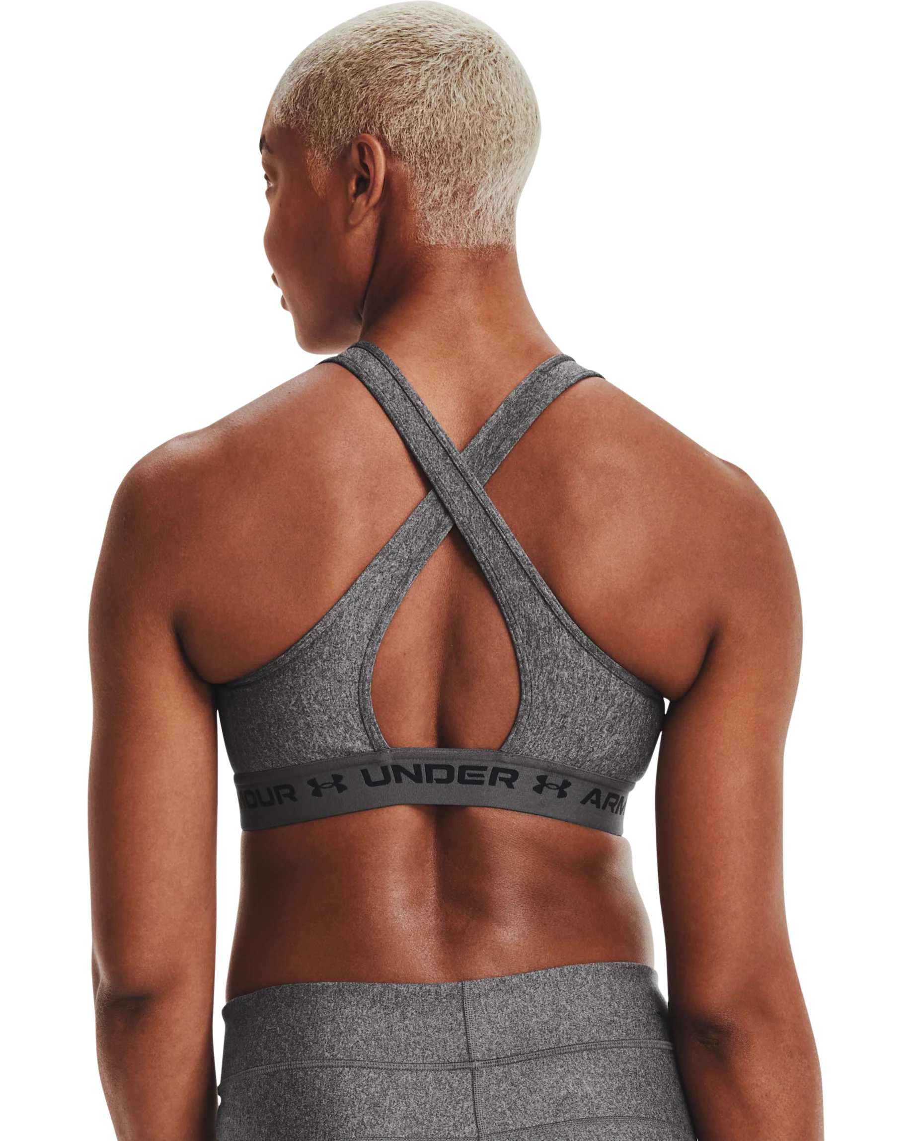 Women's Armour® Mid Crossback Heather Sports Bra - Image 4