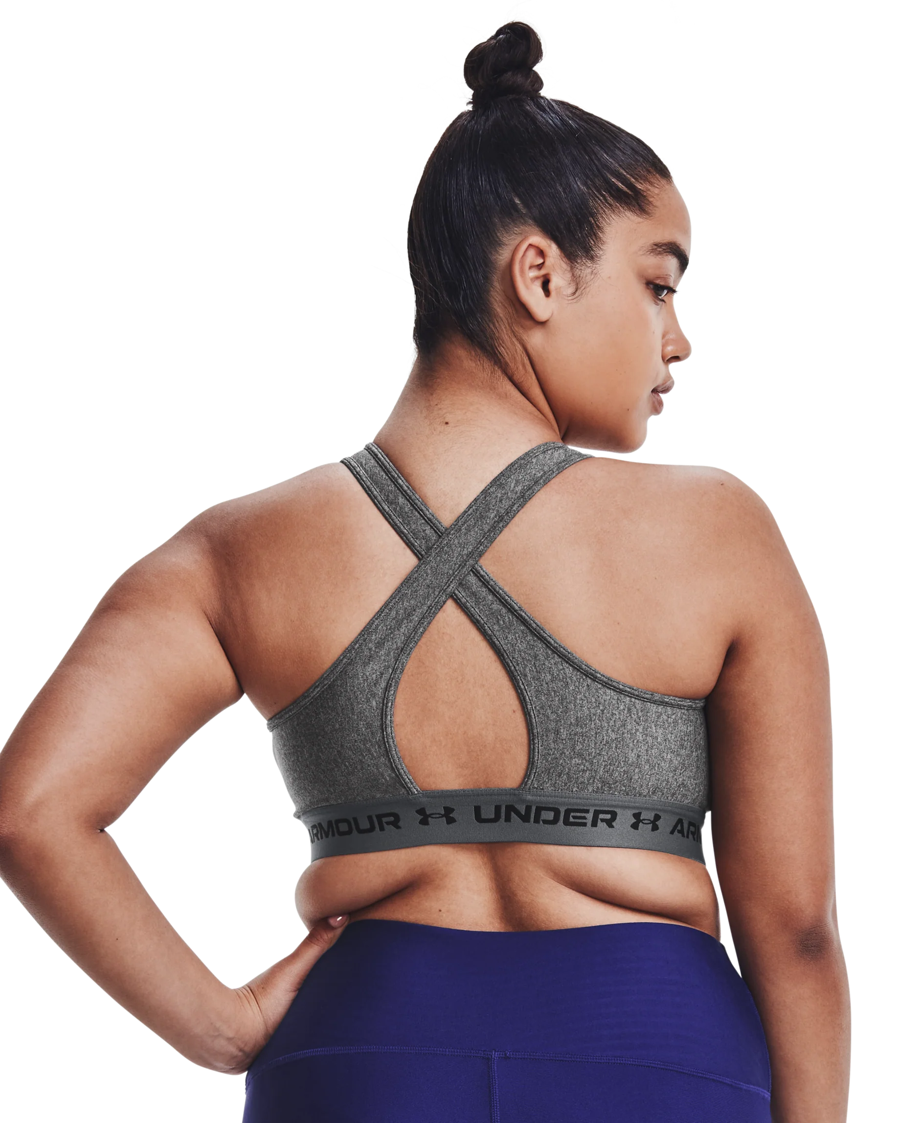 Women's Armour® Mid Crossback Heather Sports Bra - Image 5