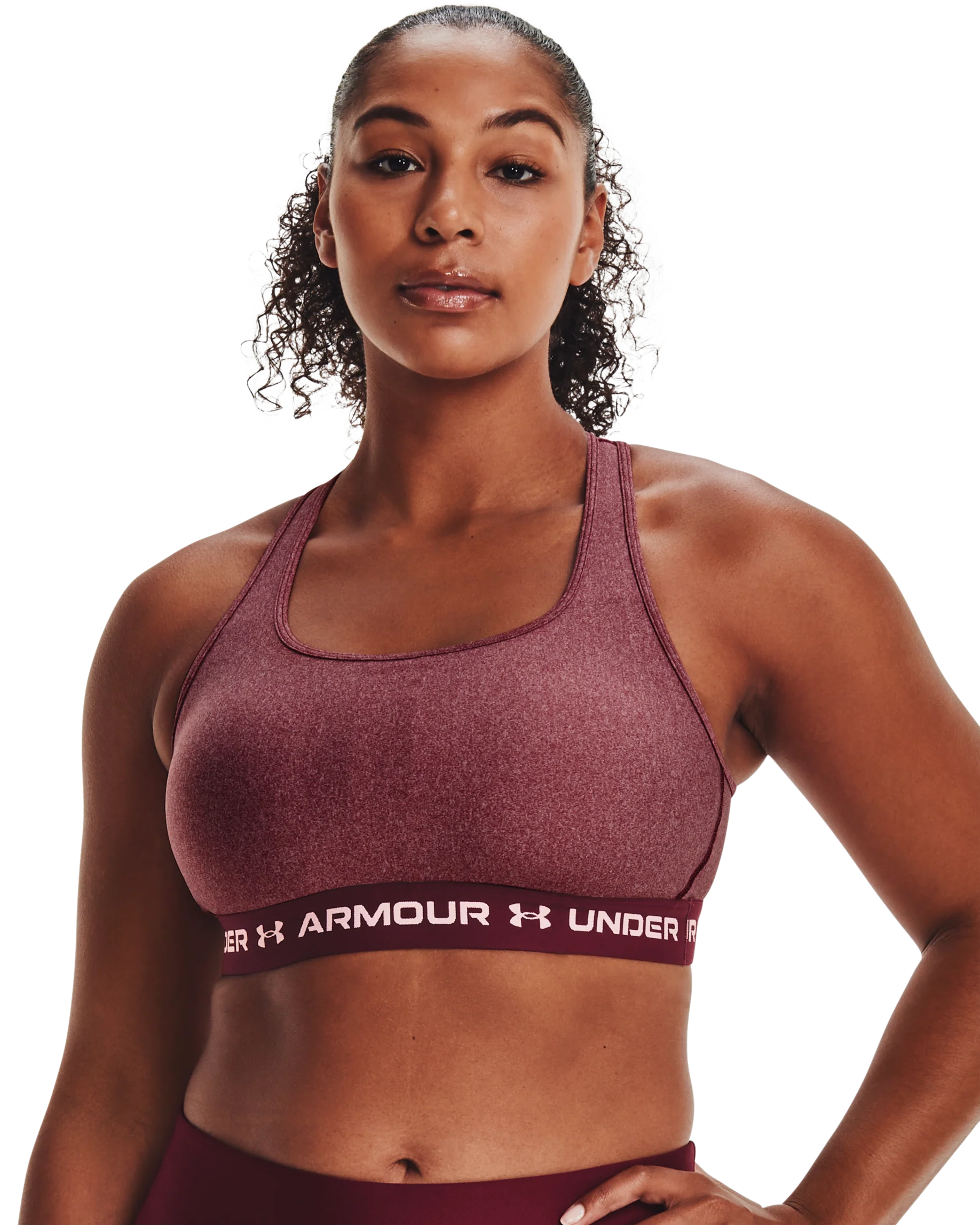 Women's Armour® Mid Crossback Heather Sports Bra - Image 7