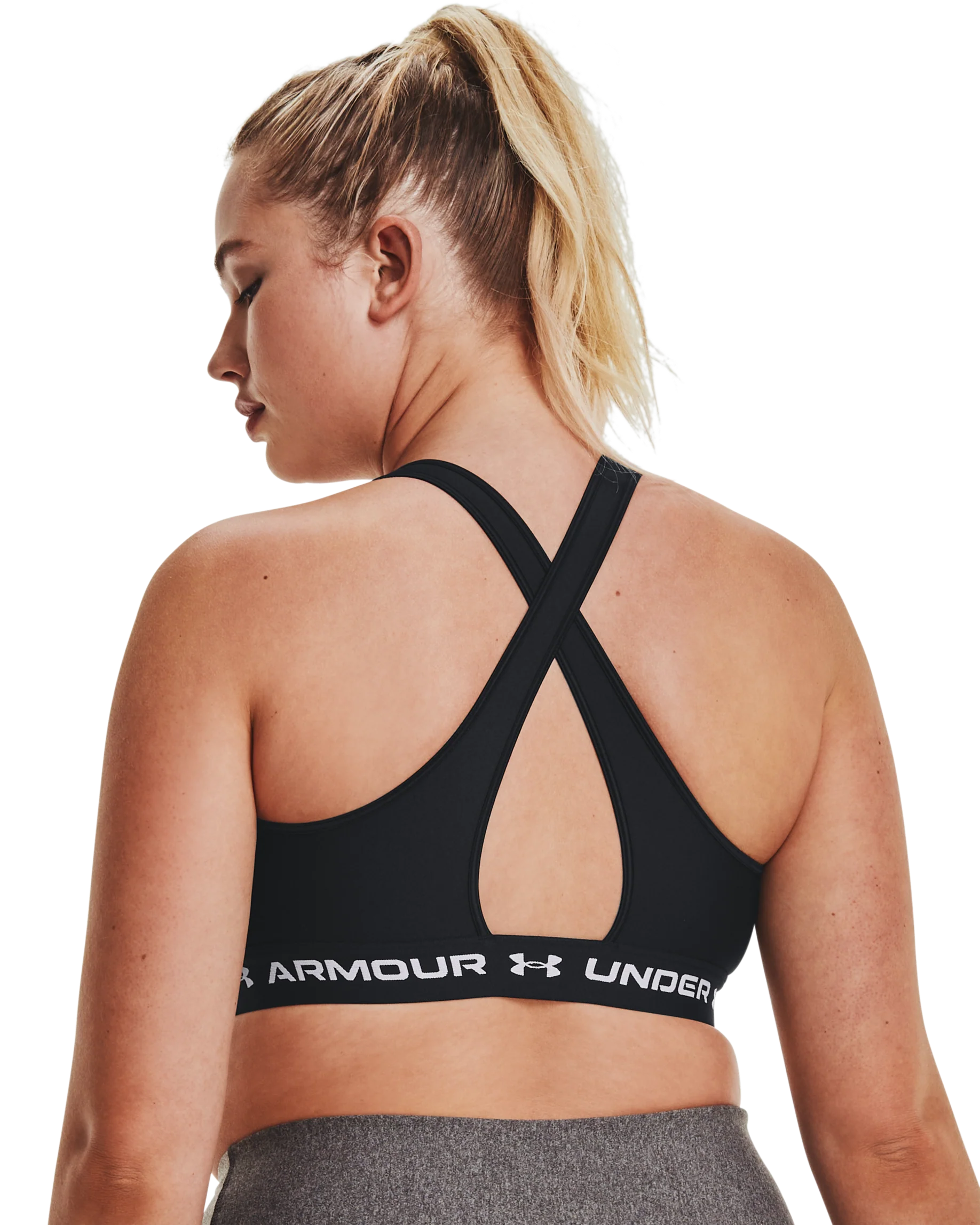 Women's Armour® Mid Crossback Matte/Shine Sports Bra - Image 5