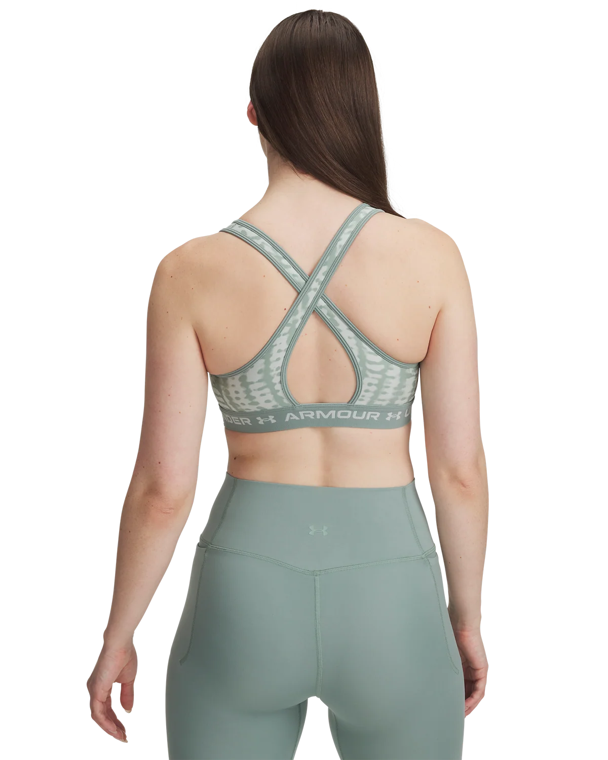 Women's Armour® Mid Crossback Printed Sports Bra - Image 4
