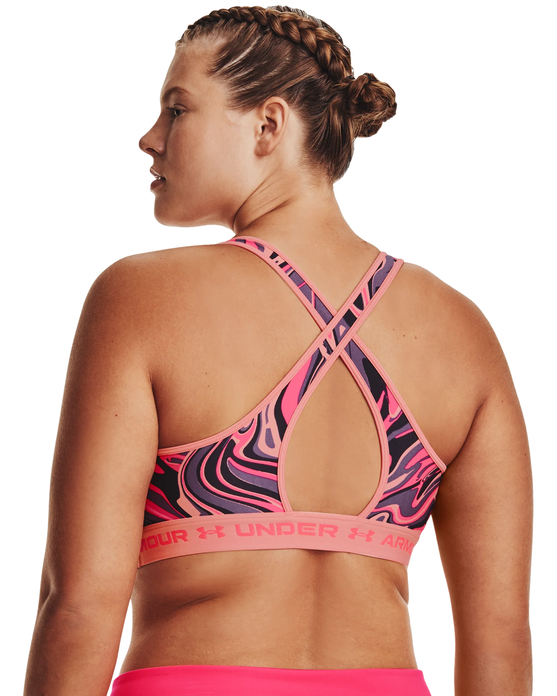 Women's Armour® Mid Crossback Printed Sports Bra - Image 8