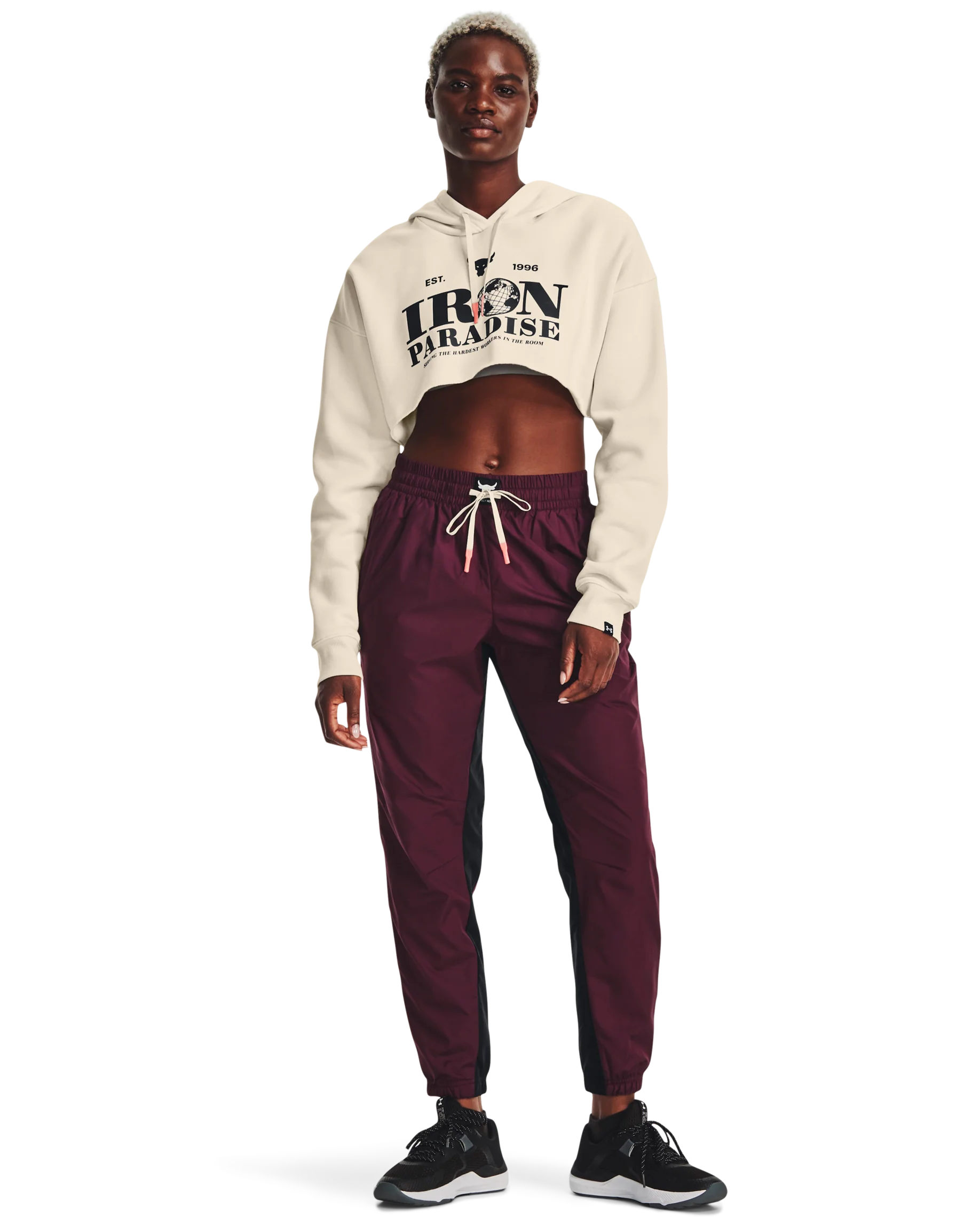 Women's Project Rock Crop Fleece Hoodie - Image 3