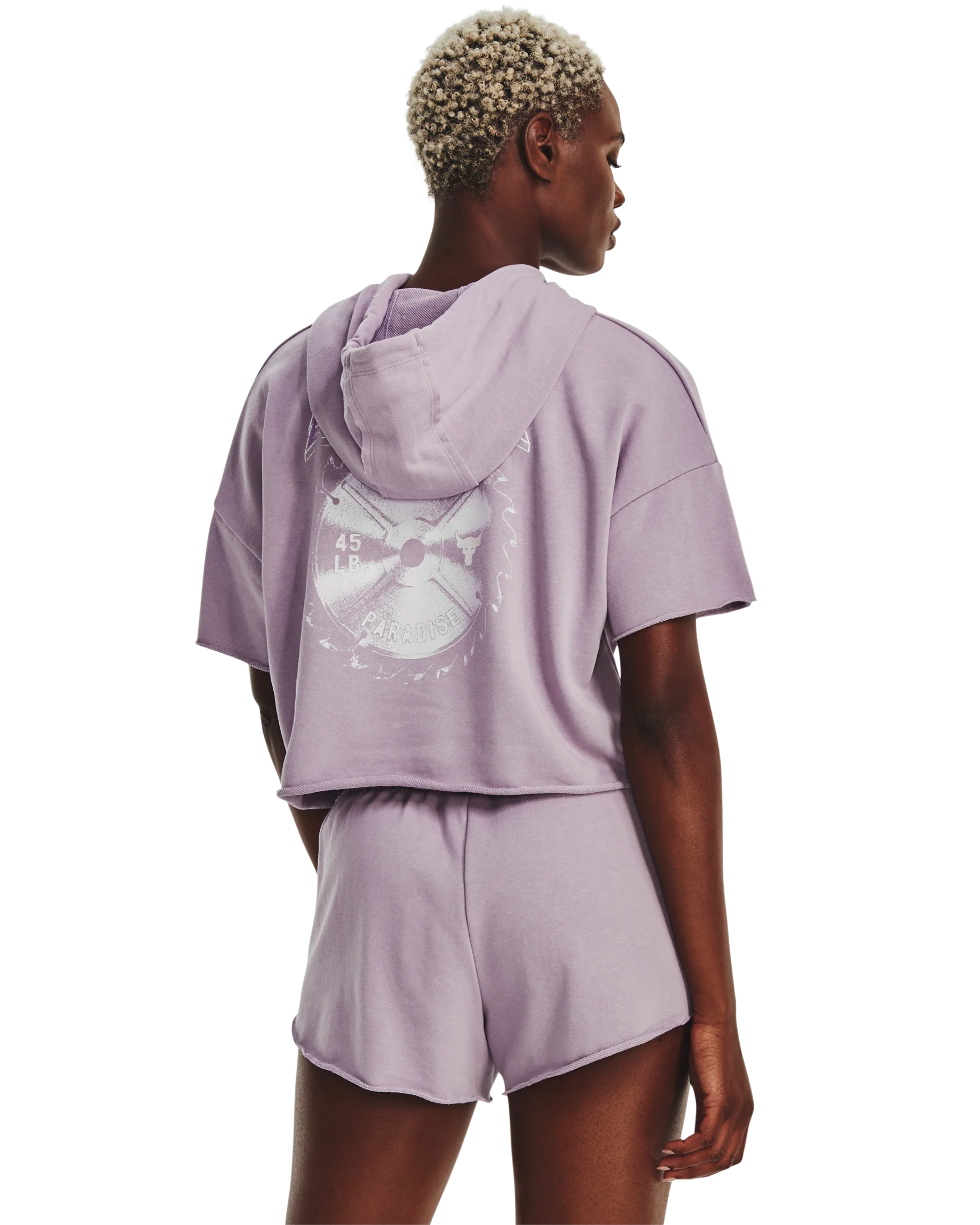 Women's Project Rock Rival Terry Short Sleeve Hoodie - Image 2