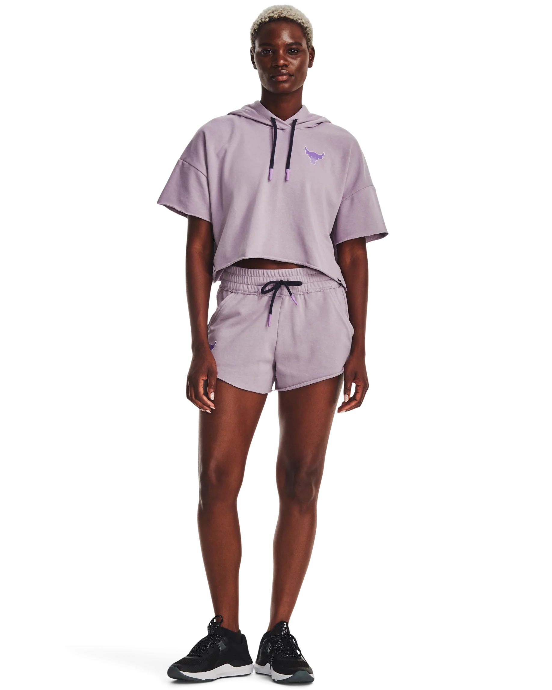 Women's Project Rock Rival Terry Short Sleeve Hoodie - Image 3