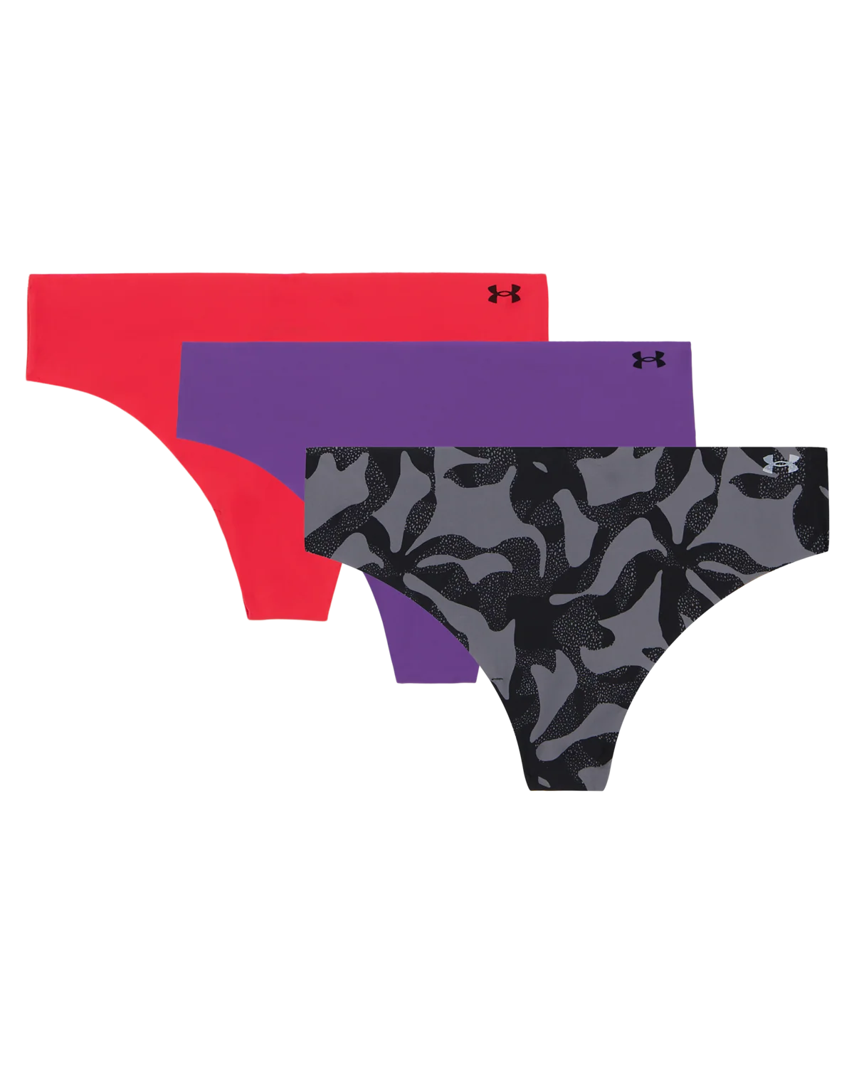 Women's Pure Stretch No Show Thong Pant, 3Pk Print/Solid - Image 2
