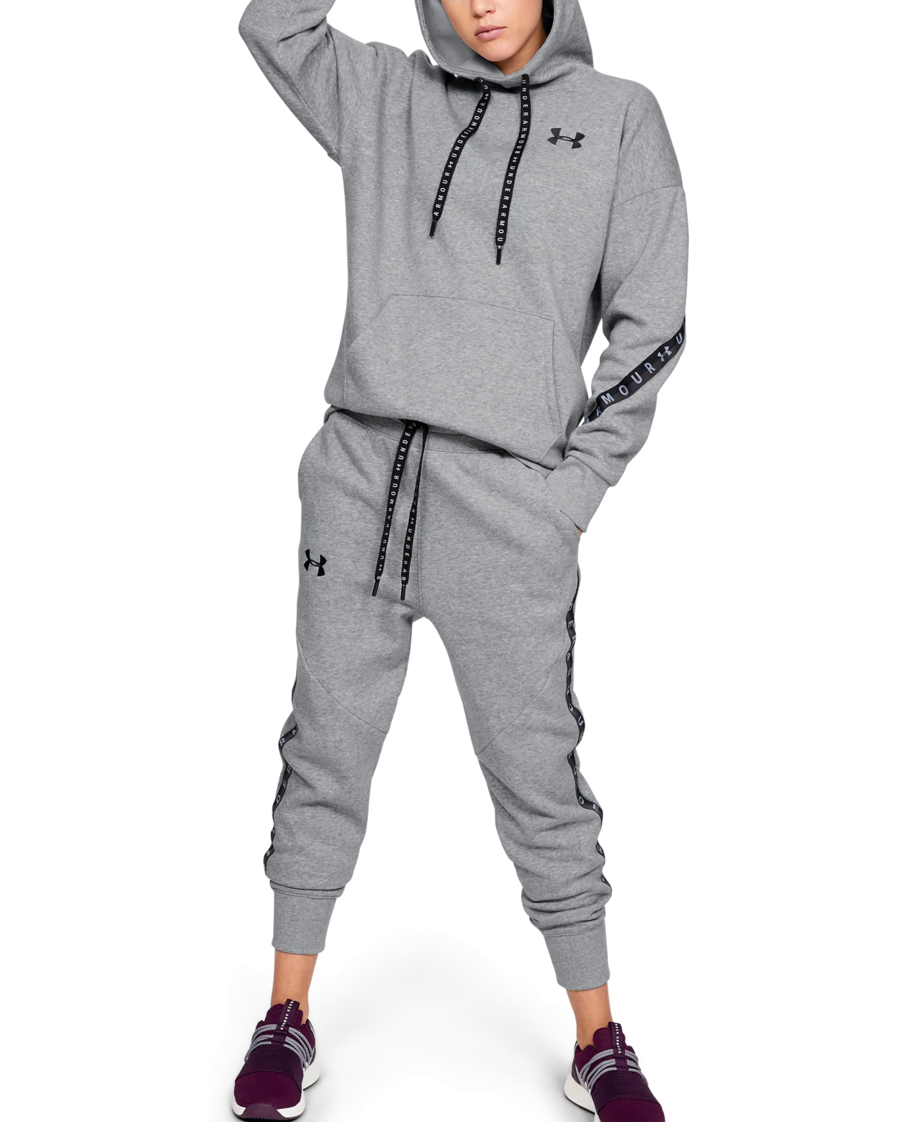 Women's UA Fleece Taped Wordmark Hoodie - Image 3