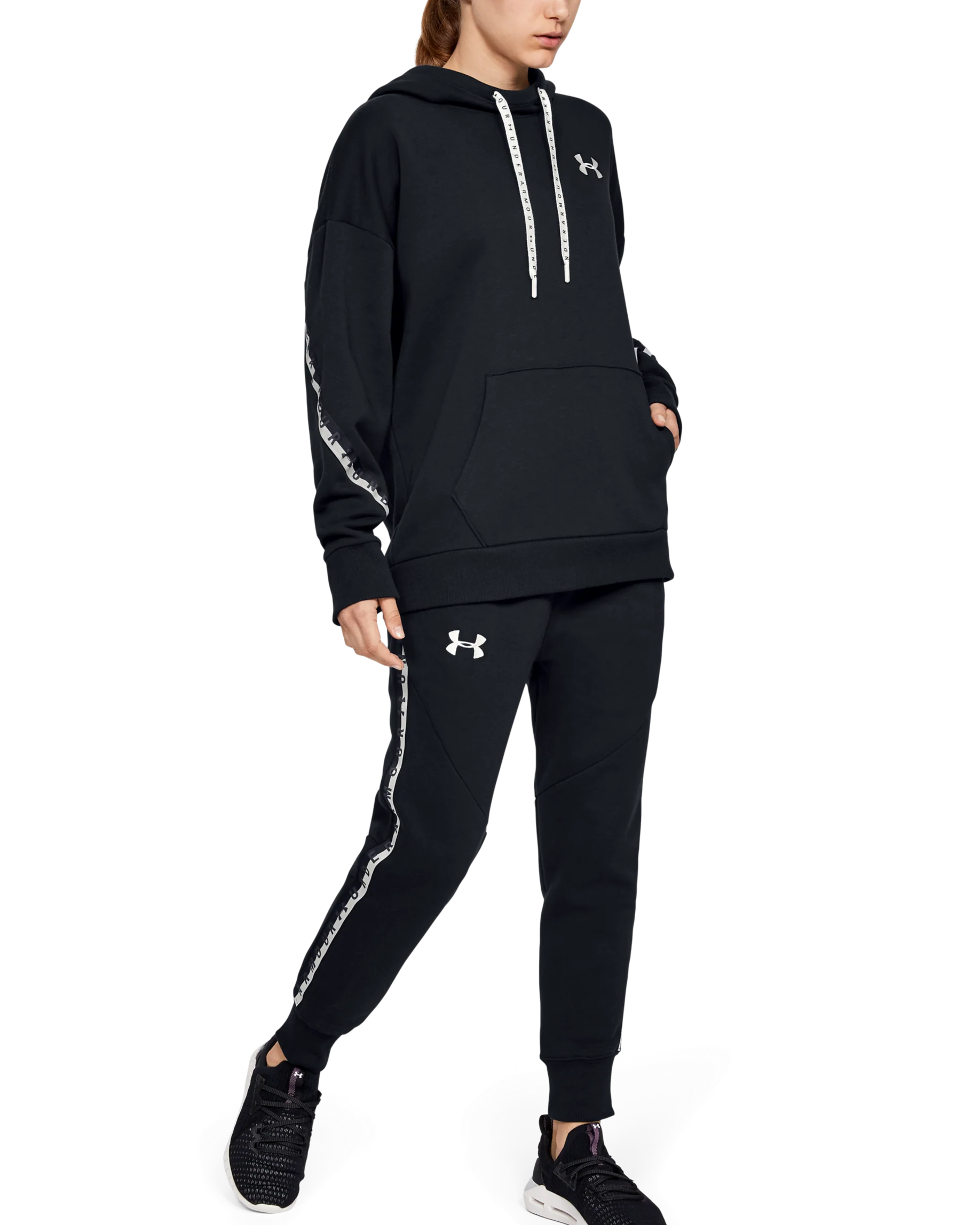 Women's UA Fleece Taped Wordmark Hoodie - Image 4
