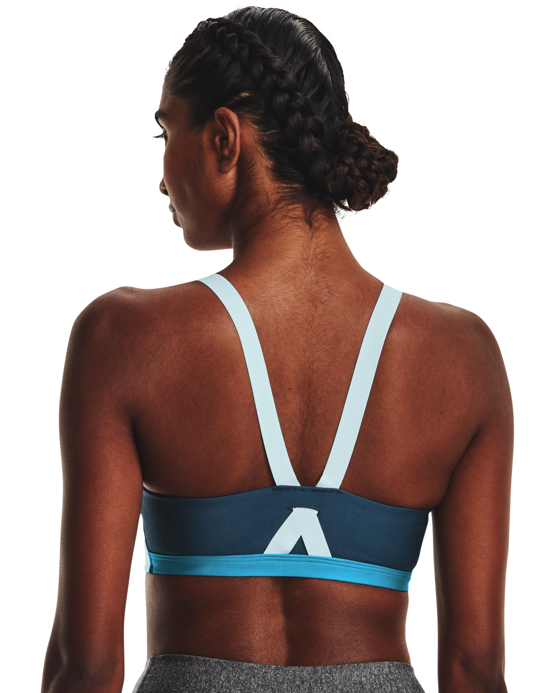Women's UA Infinity Mid High Neck Shine Sports Bra - Image 9