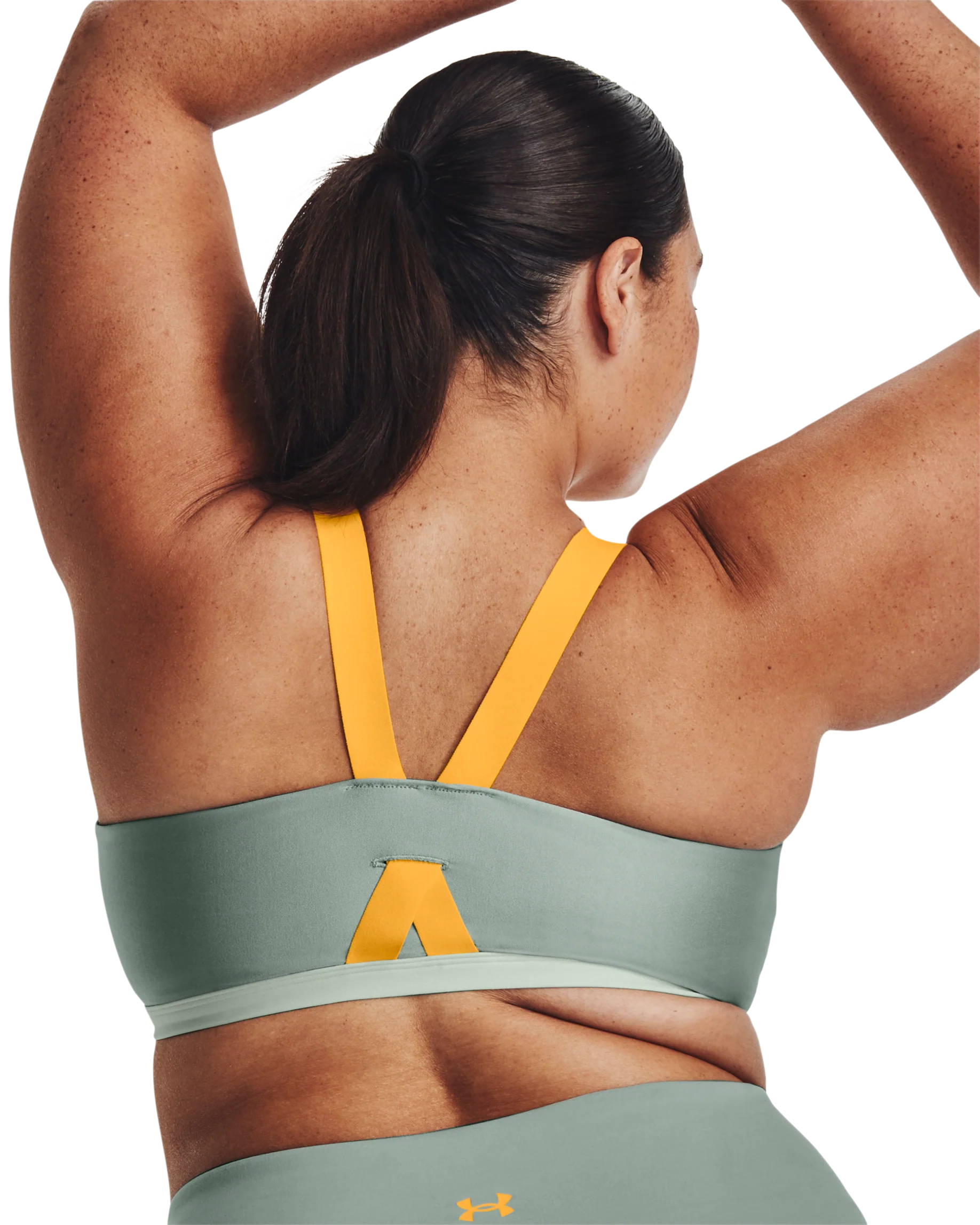 Women's UA Infinity Mid High Neck Shine Sports Bra - Image 10
