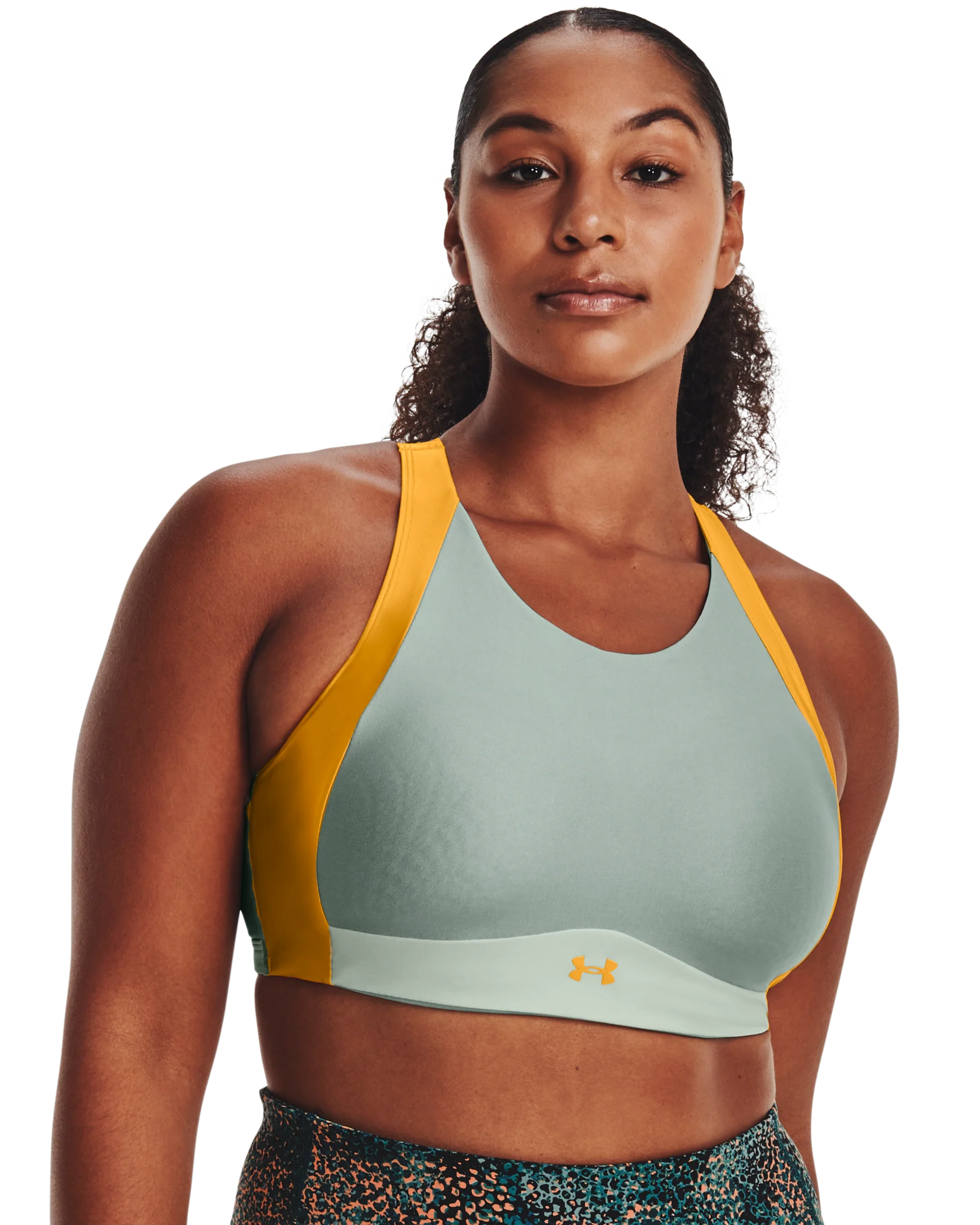 Women's UA Infinity Mid High Neck Shine Sports Bra - Image 12