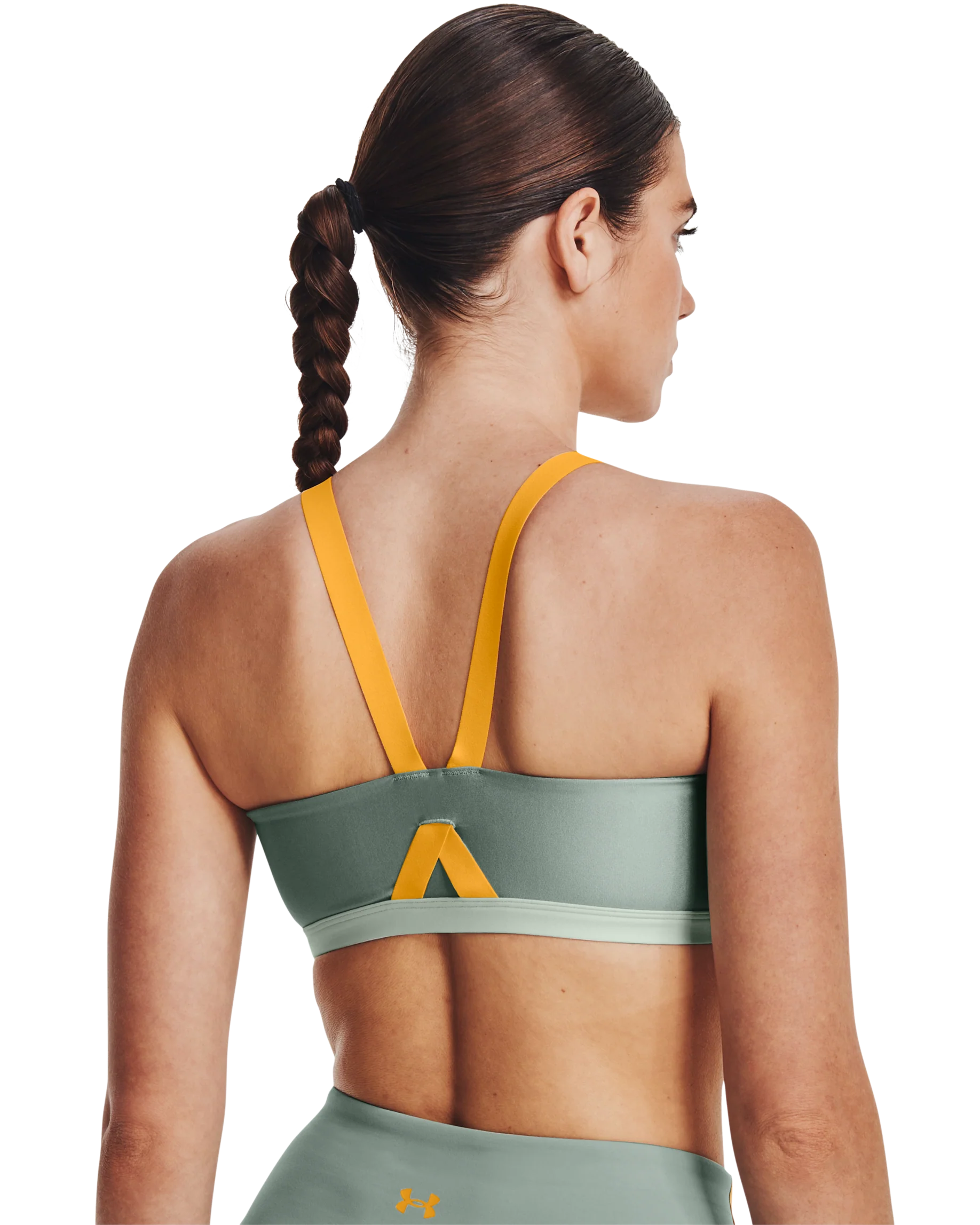 Women's UA Infinity Mid High Neck Shine Sports Bra - Image 2