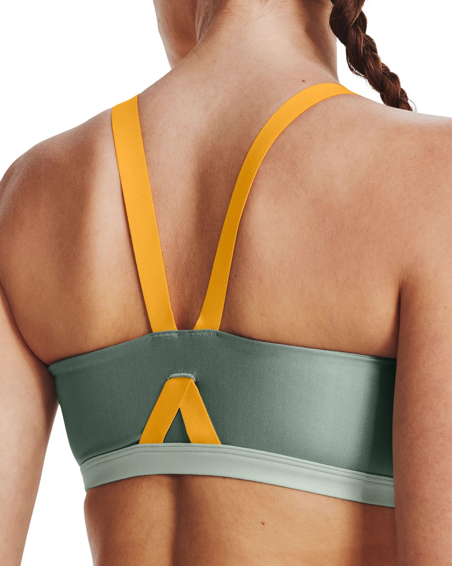 Women's UA Infinity Mid High Neck Shine Sports Bra - Image 4