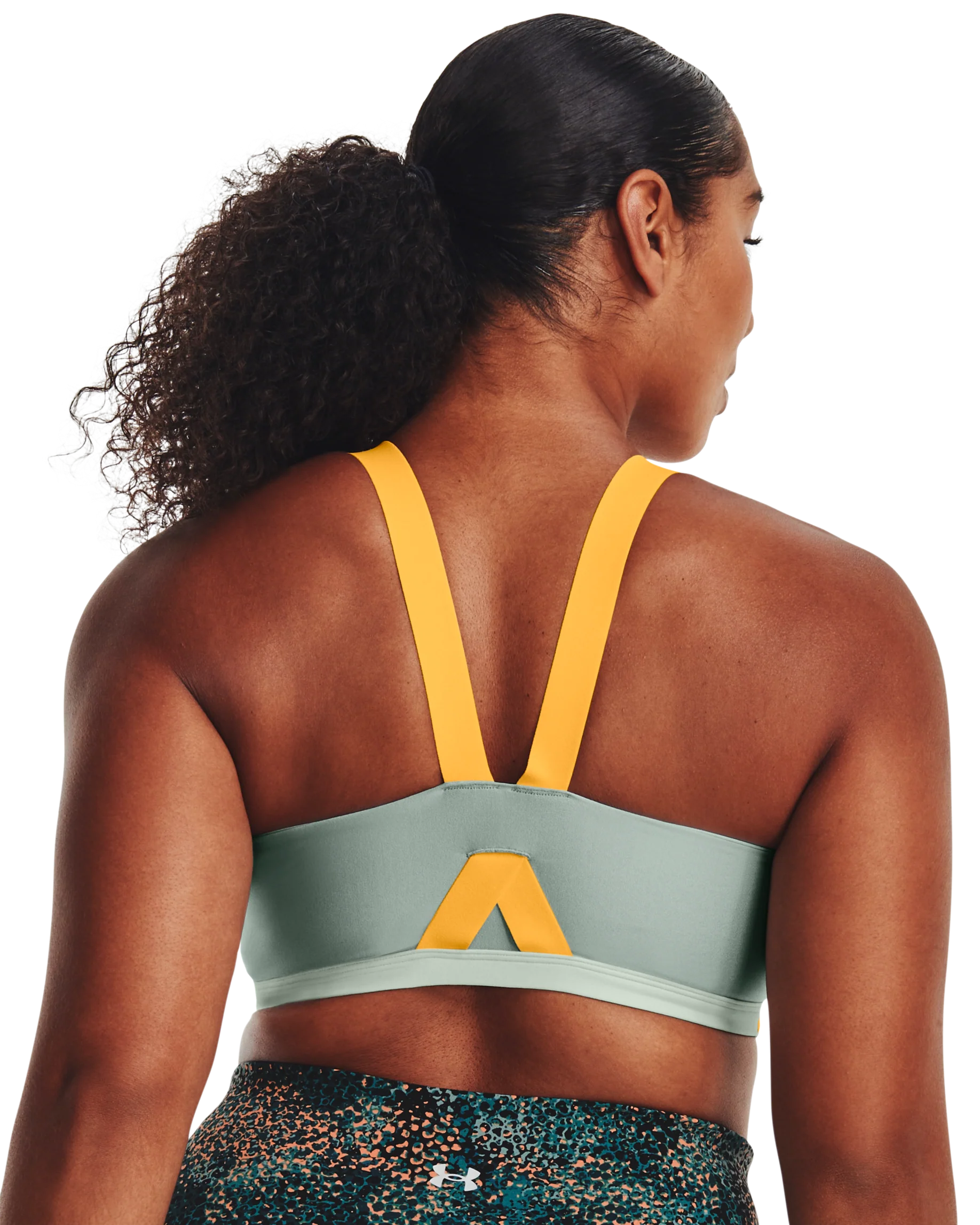 Women's UA Infinity Mid High Neck Shine Sports Bra - Image 6