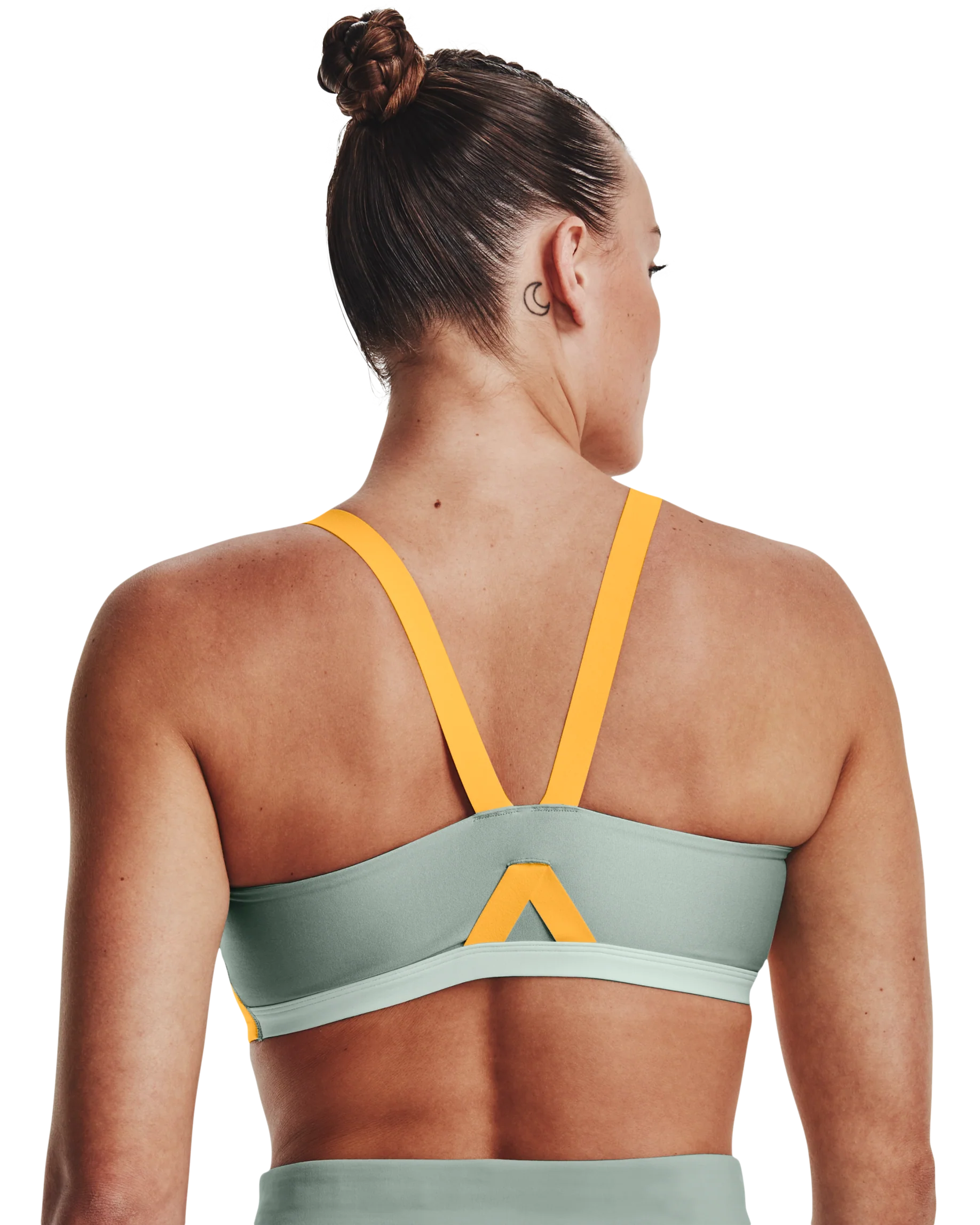 Women's UA Infinity Mid High Neck Shine Sports Bra - Image 7