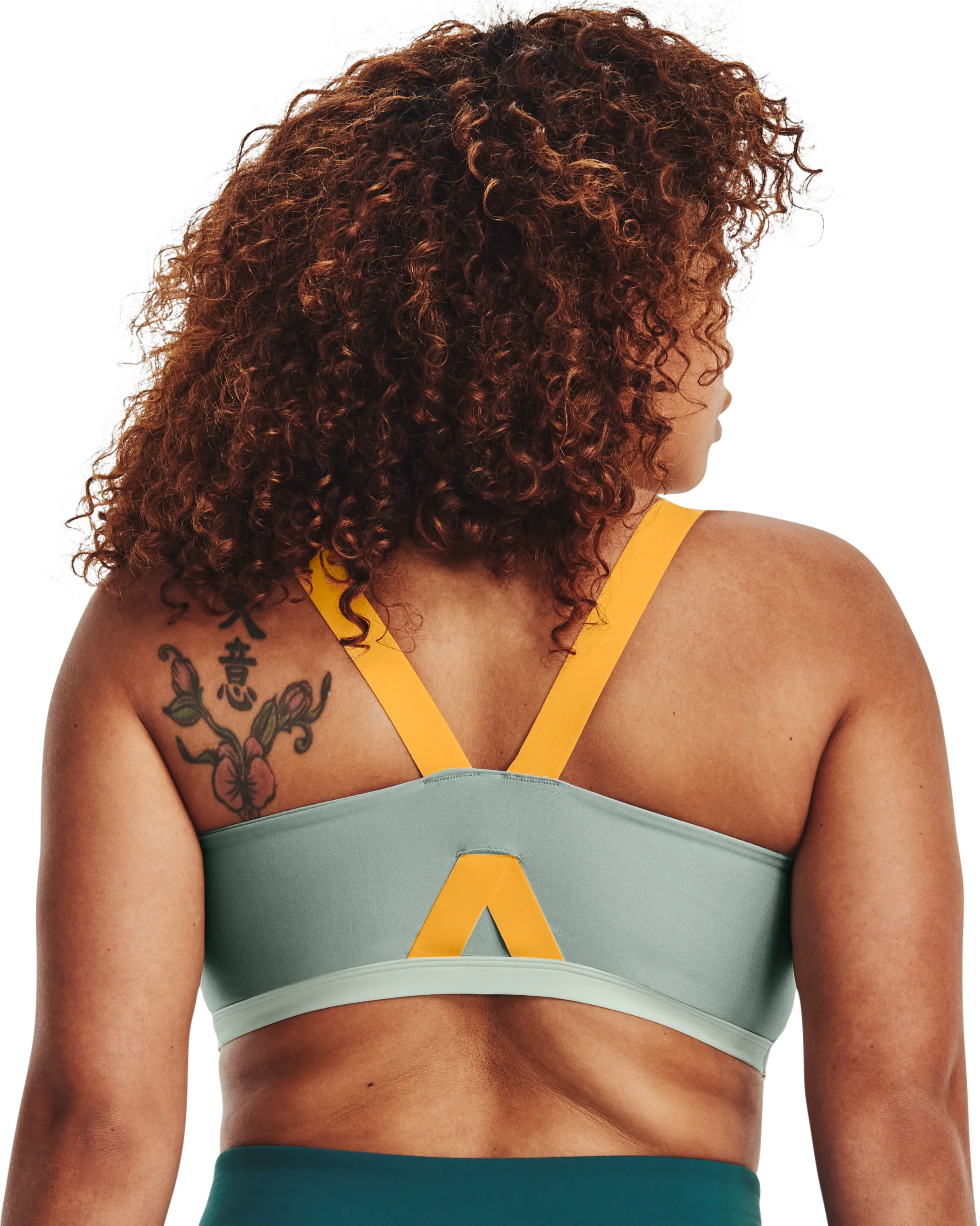 Women's UA Infinity Mid High Neck Shine Sports Bra - Image 8