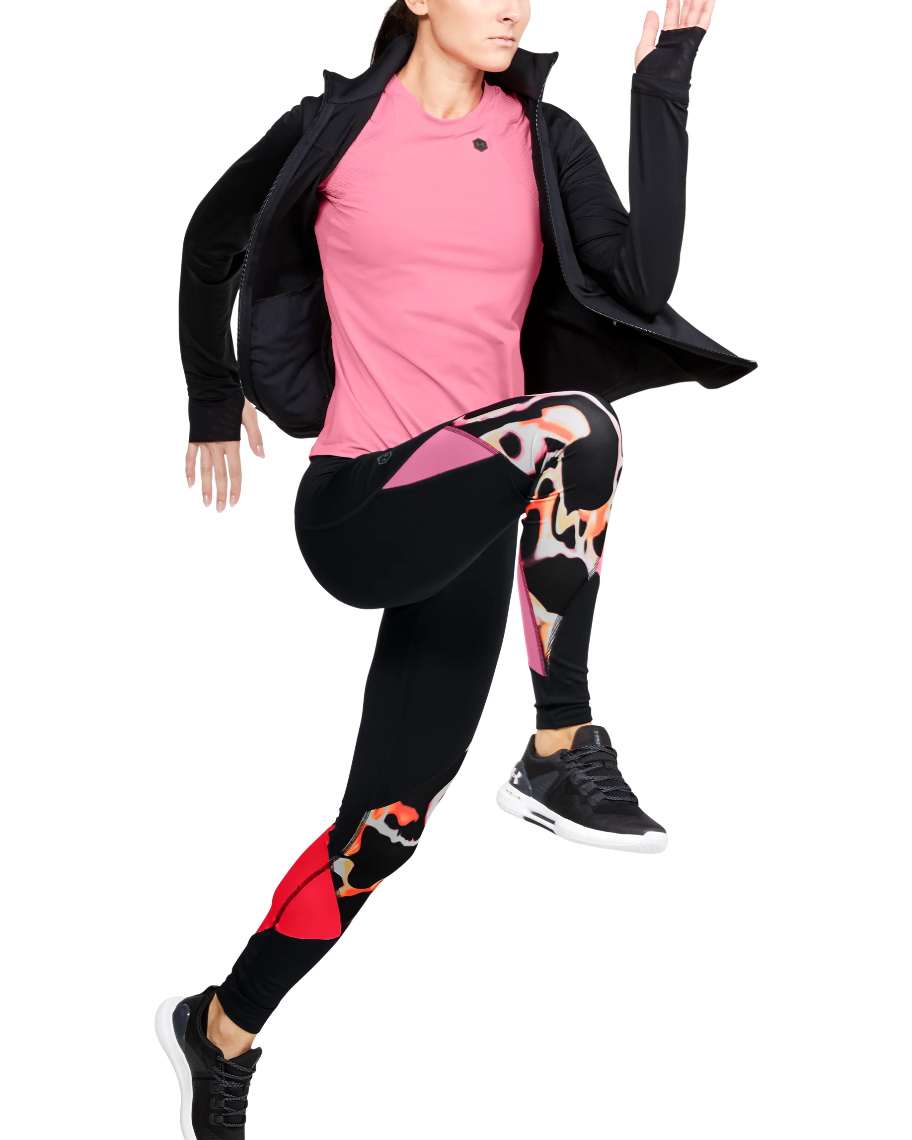 Women's UA RUSH™ Print Color Block Leggings - Image 6