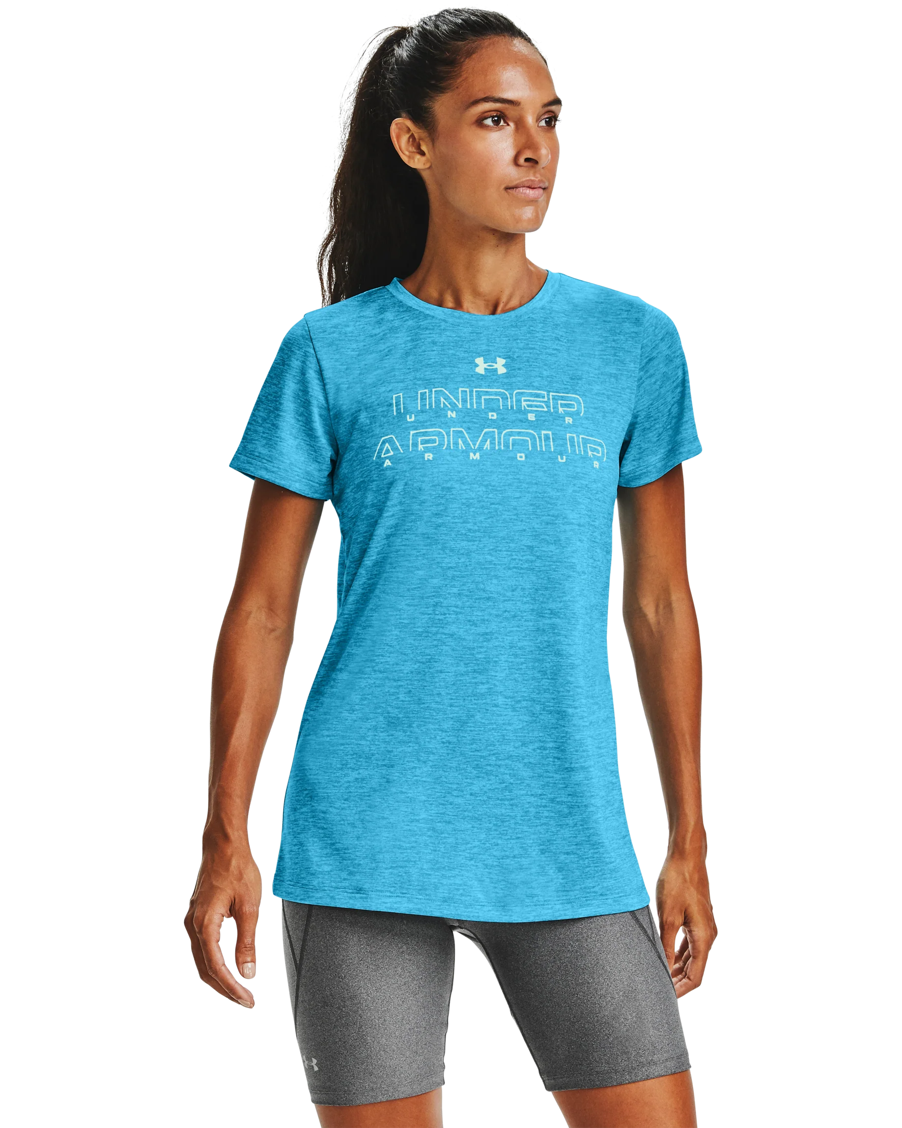 Women's UA Tech™ Twist Graphic Wordmark Short Sleeve Shirt